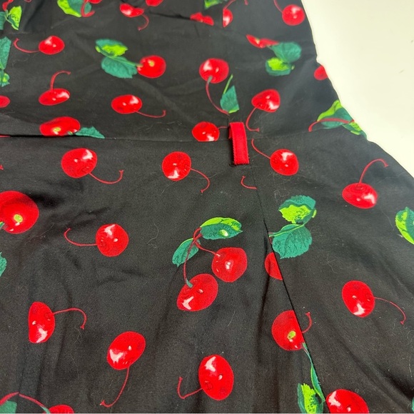 Collectif Red Dress with Cherry Print - Picture 3 of 13